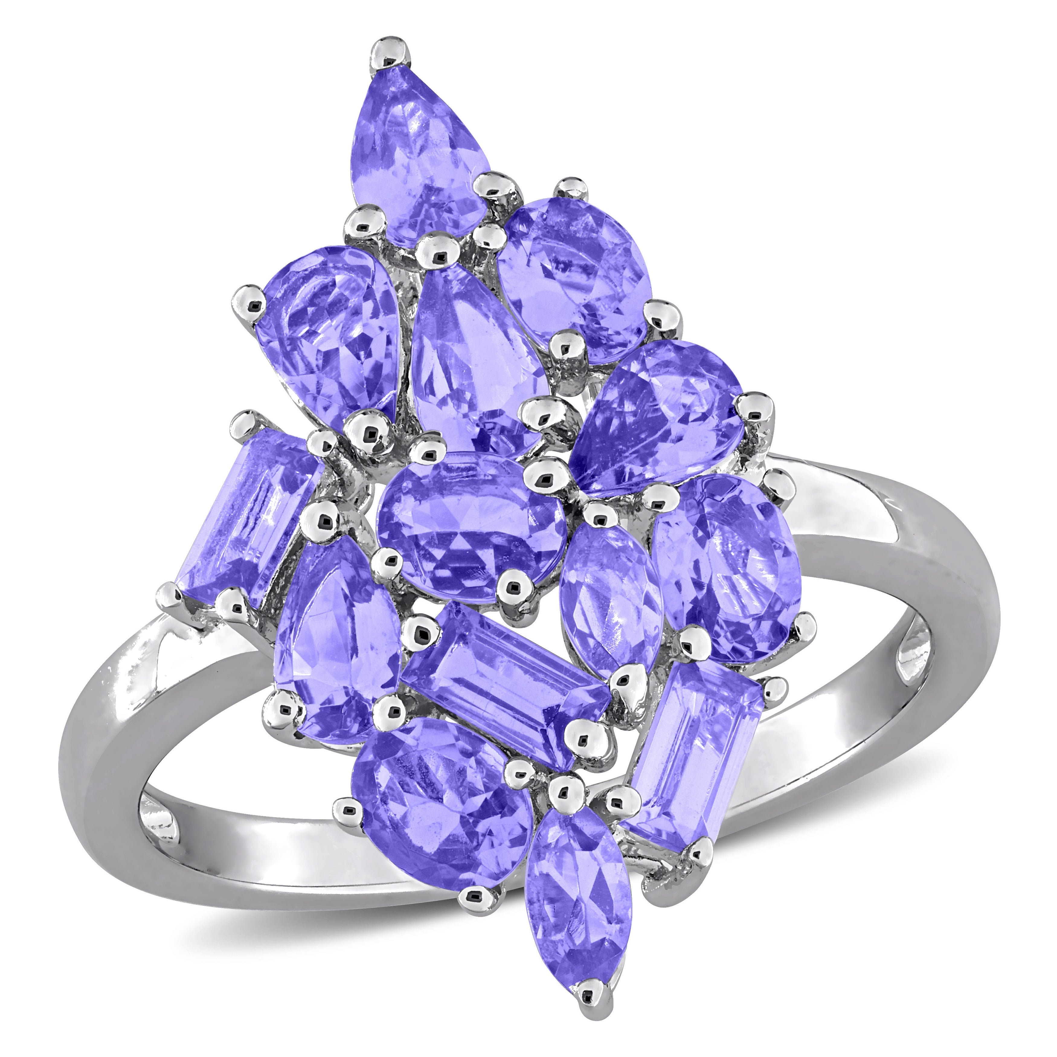 Miadora 2Ct Tgw Tanzanite Cluster Ring Sterling Silver
