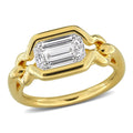 Miadora 2Ct Tw Emerald Cut Lab Grown Diamond Solitaire Ring In 18K Yellow Gold Micron Vermeil Plated