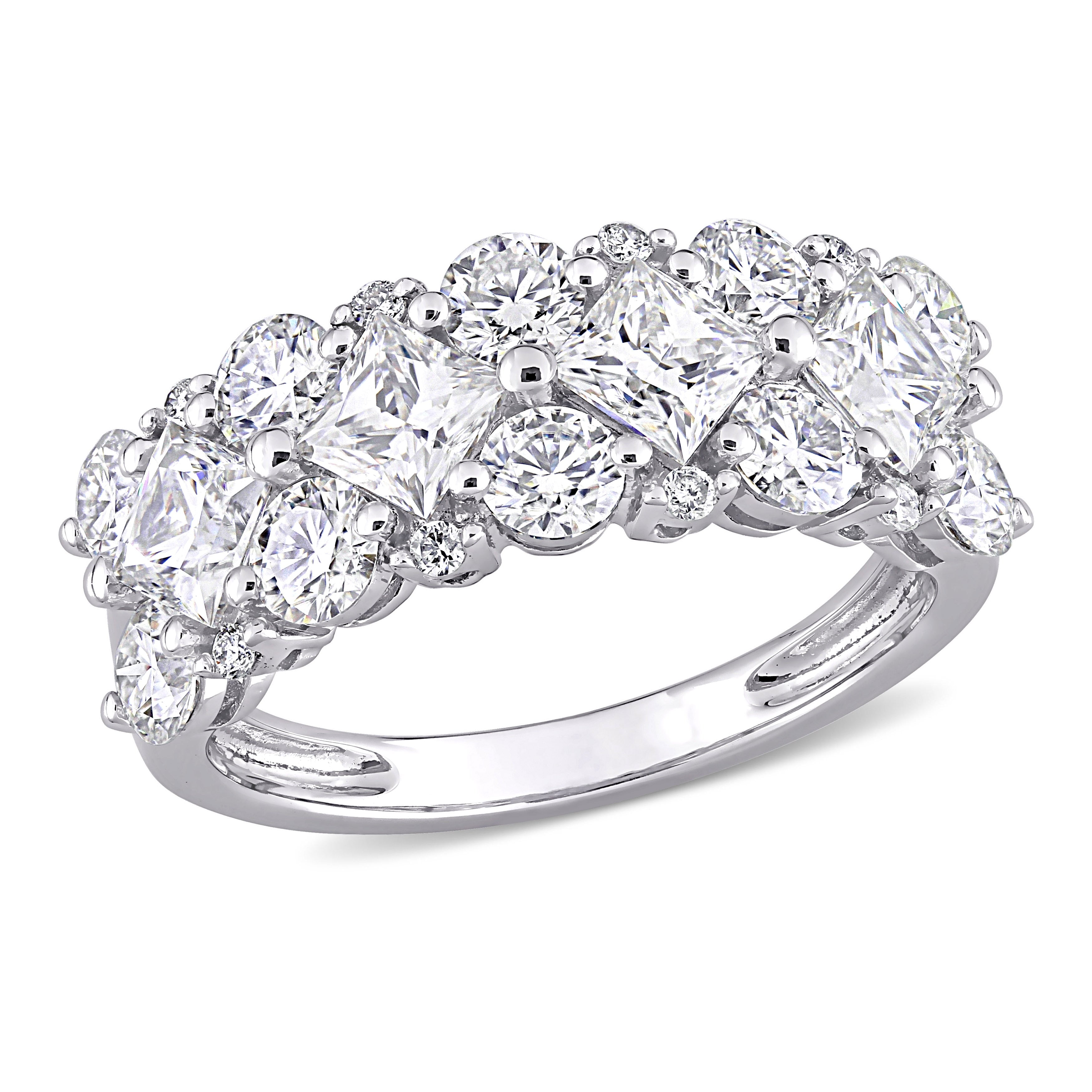 Moissanite By Miadora 10K White Gold Princess Cut Moissanite 1 10Ct Tdw Diamond Anniversary Band