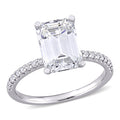 Moissanite By Miadora 10K White Gold 3 1 5 Ct Tgw Emerald Cut Moissanite Engagement Ring