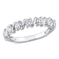 Miadora Sterling Silver Moissanite Semi Eternity Wedding Band Ring
