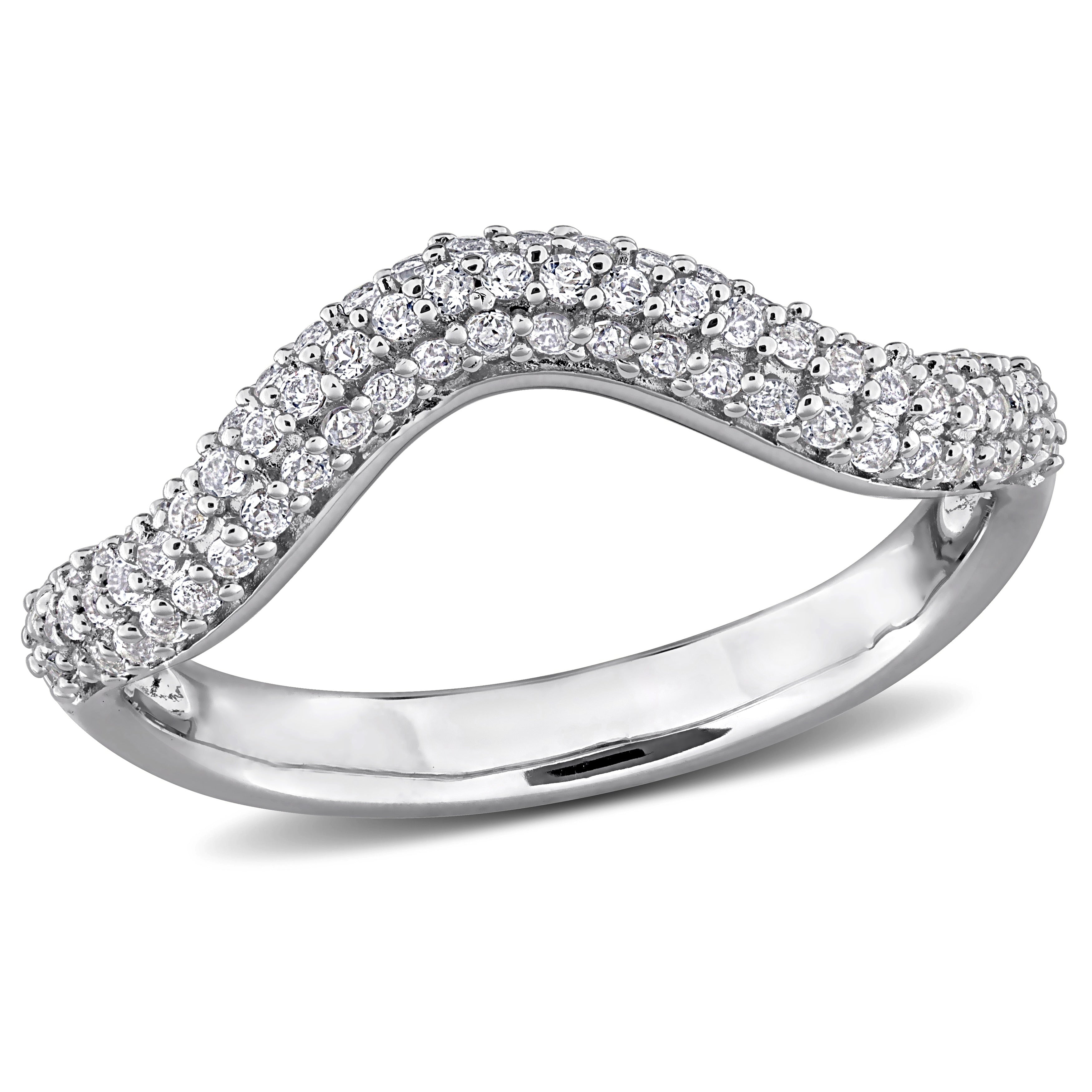Miadora 3 8Ct Tgw White Topaz Curved Ring Sterling Silver