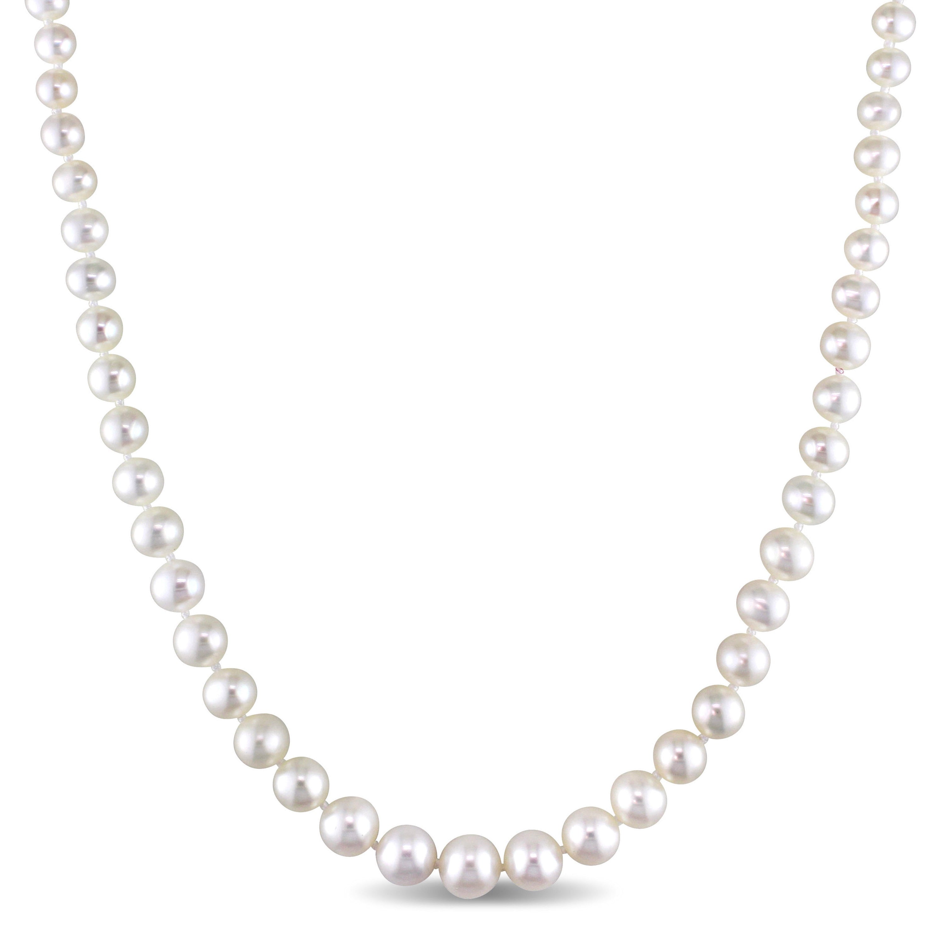 Miadora 4 8Mm Freshwater Pearl Graduated Strand Necklace With 14K Yellow Gold Clasp White