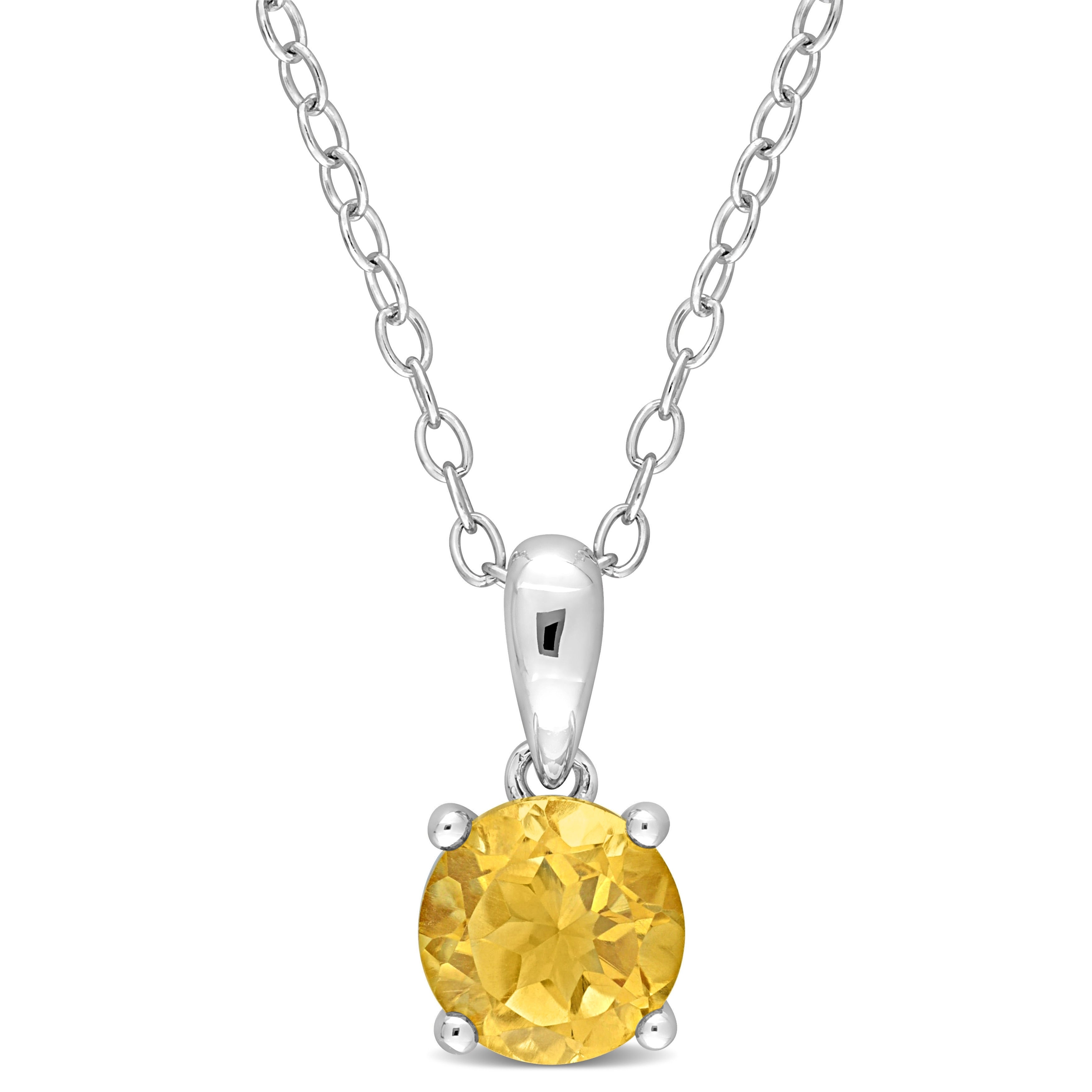 Miadora Birthstone Gemstone Heart Design Solitaire Necklace Sterling Silver