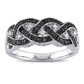Miadora Black Rhodium Plated Sterling Silver 1 6Ct Tdw Black And White Diamond Braided Anniversary R