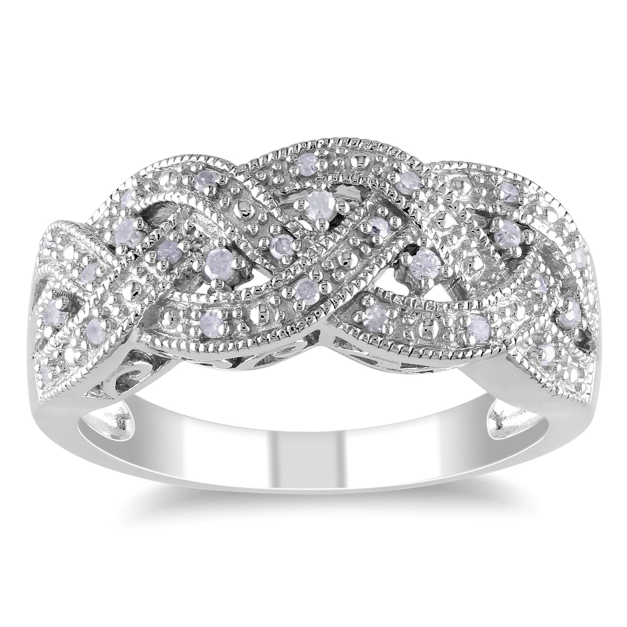 Miadora Sterling Silver 1 8Ct Tdw Diamond Braided Ring
