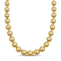 Miadora Champagne South Sea Cultured Pearl Necklace With 14K Yellow Gold Diamond Ball Clasp 10 12.5 Mm
