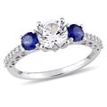 Miadora 10K White Gold Created Sapphire And Diamond Ring