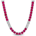 Miadora Created Gemstone Tennis Necklace Sterling Silver 17In