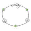 Miadora Cultured Freshwater Pearl And 7 8 Ct Tgw Sky Blue Topaz Gemstone Station Bracelet In Sterling Silver