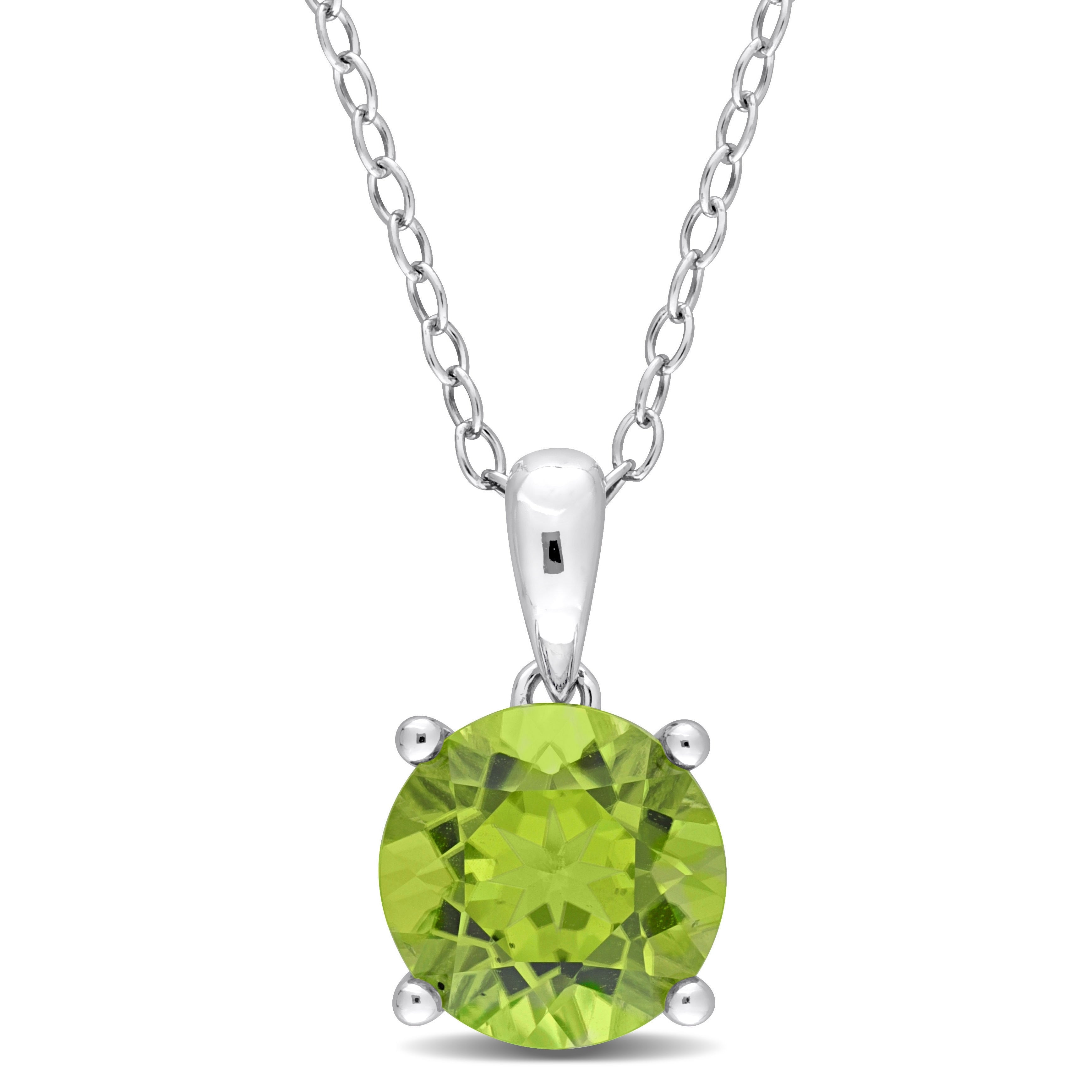 Miadora Gemstone Birthstone Heart Design Solitaire Necklace Sterling Silver