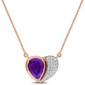 Miadora Gemstone And Diamond Heart Necklace In 10K Gold