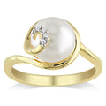 Miadora Gold Over Sterling Silver Freshwater Pearl And Diamond Accent Ring