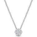 Miadora Lab Grown Deiamond Floral Cluster Necklace Sterling Silver