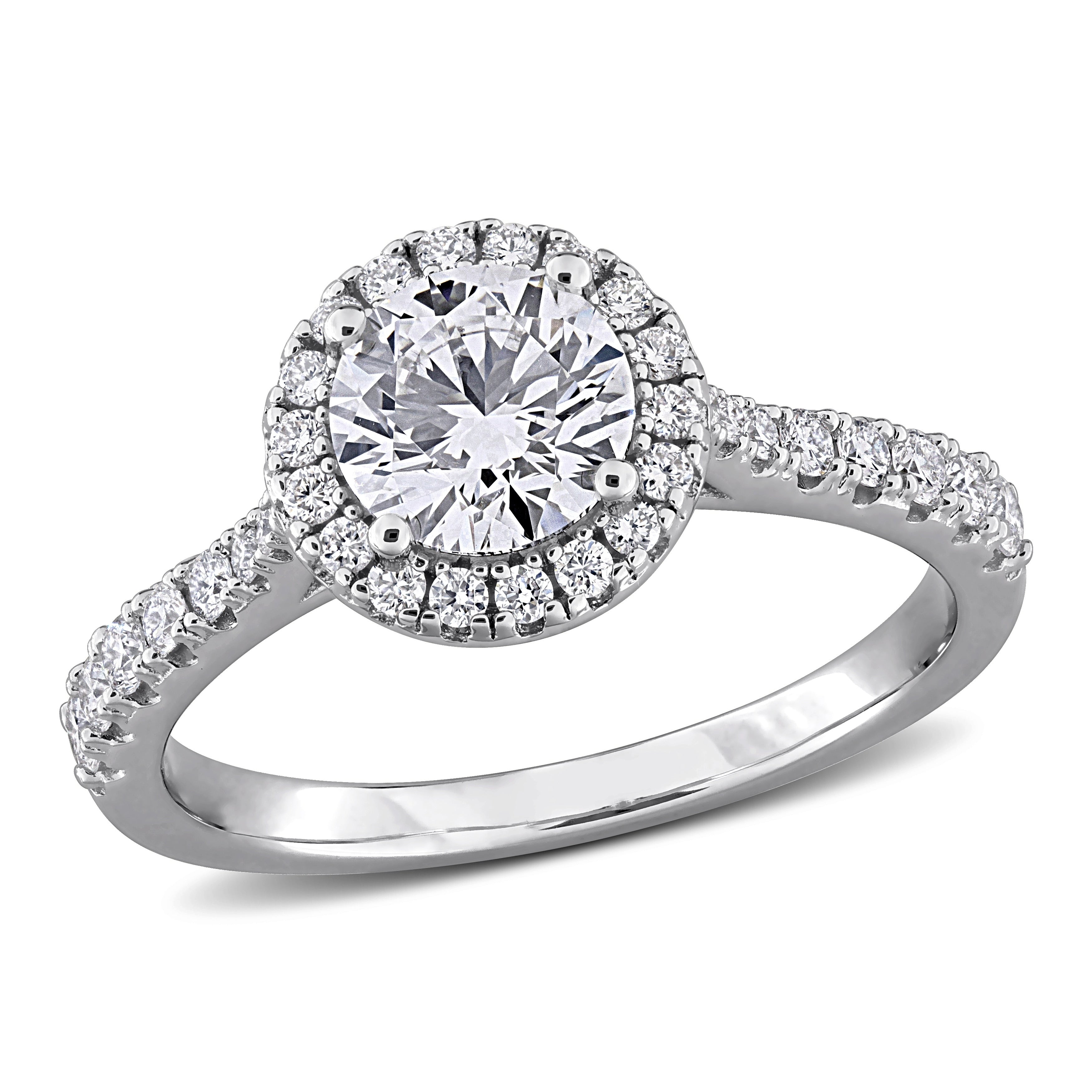 Miadora Lab Grown Diamond Halo Engagement Ring In Sterling Silver