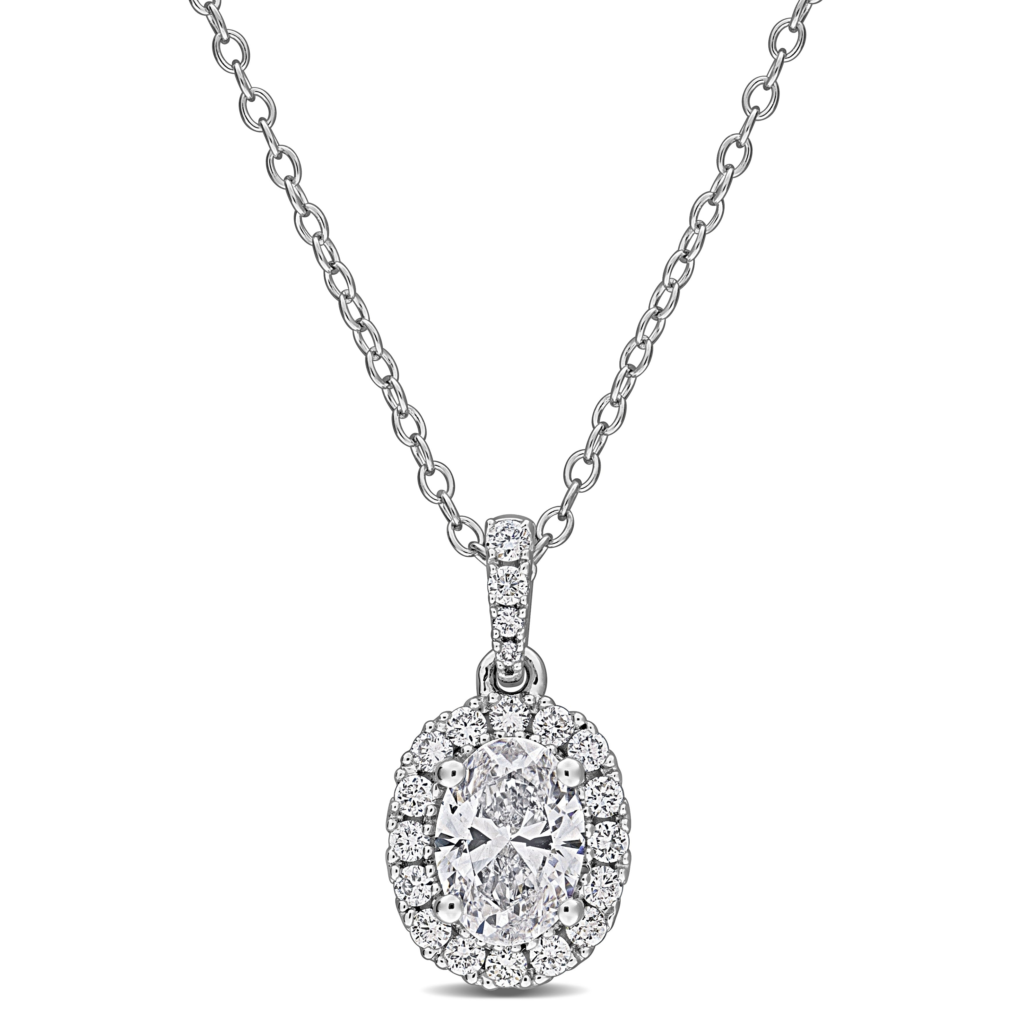 Miadora Lab Grown Diamond Halo Necklace