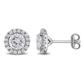 Miadora Lab Grown Diamond Halo Stud Earrings In Sterling Silver