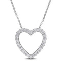 Miadora Lab Grown Diamond Open Heart Necklace Sterling Silver