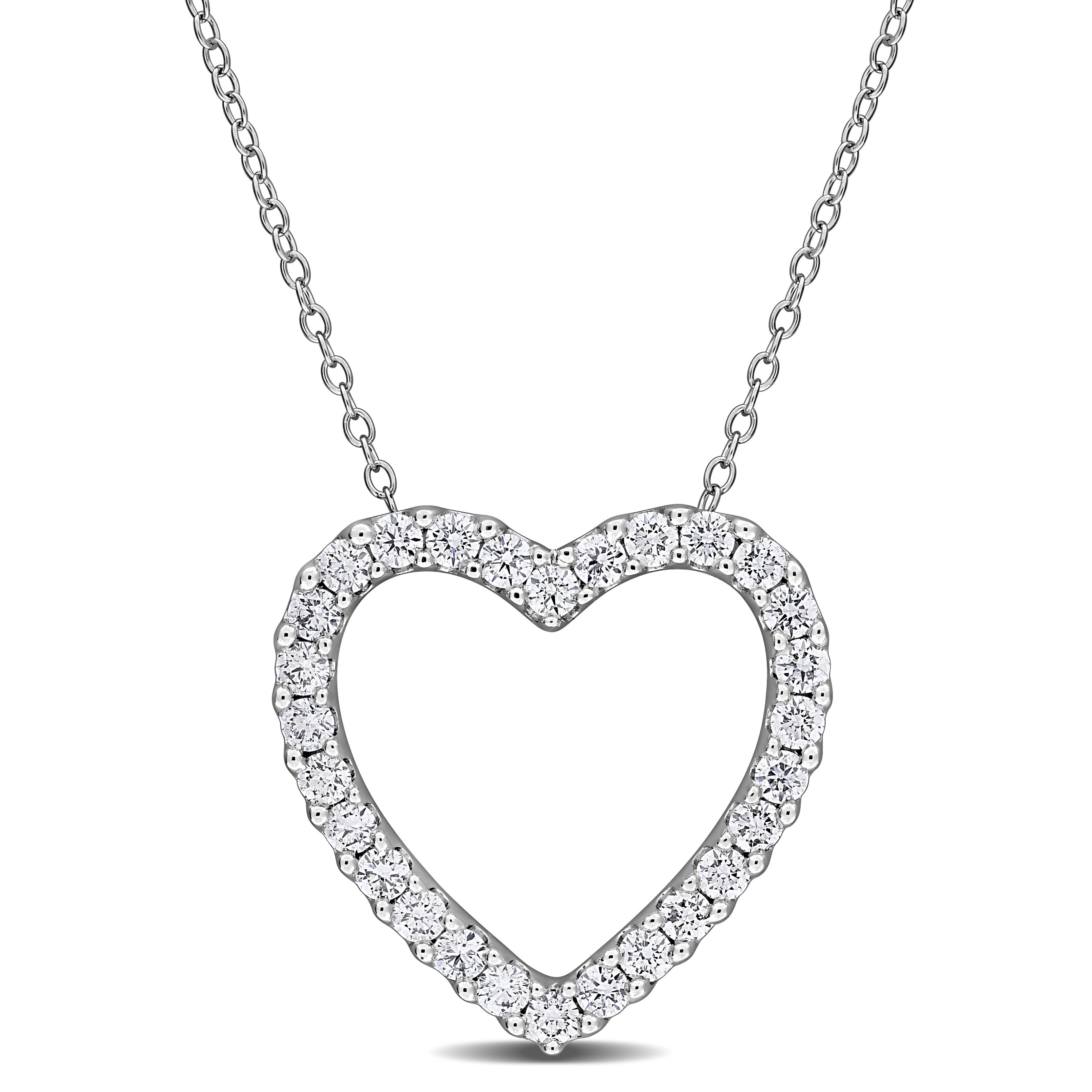 Miadora Lab Grown Diamond Open Heart Necklace Sterling Silver