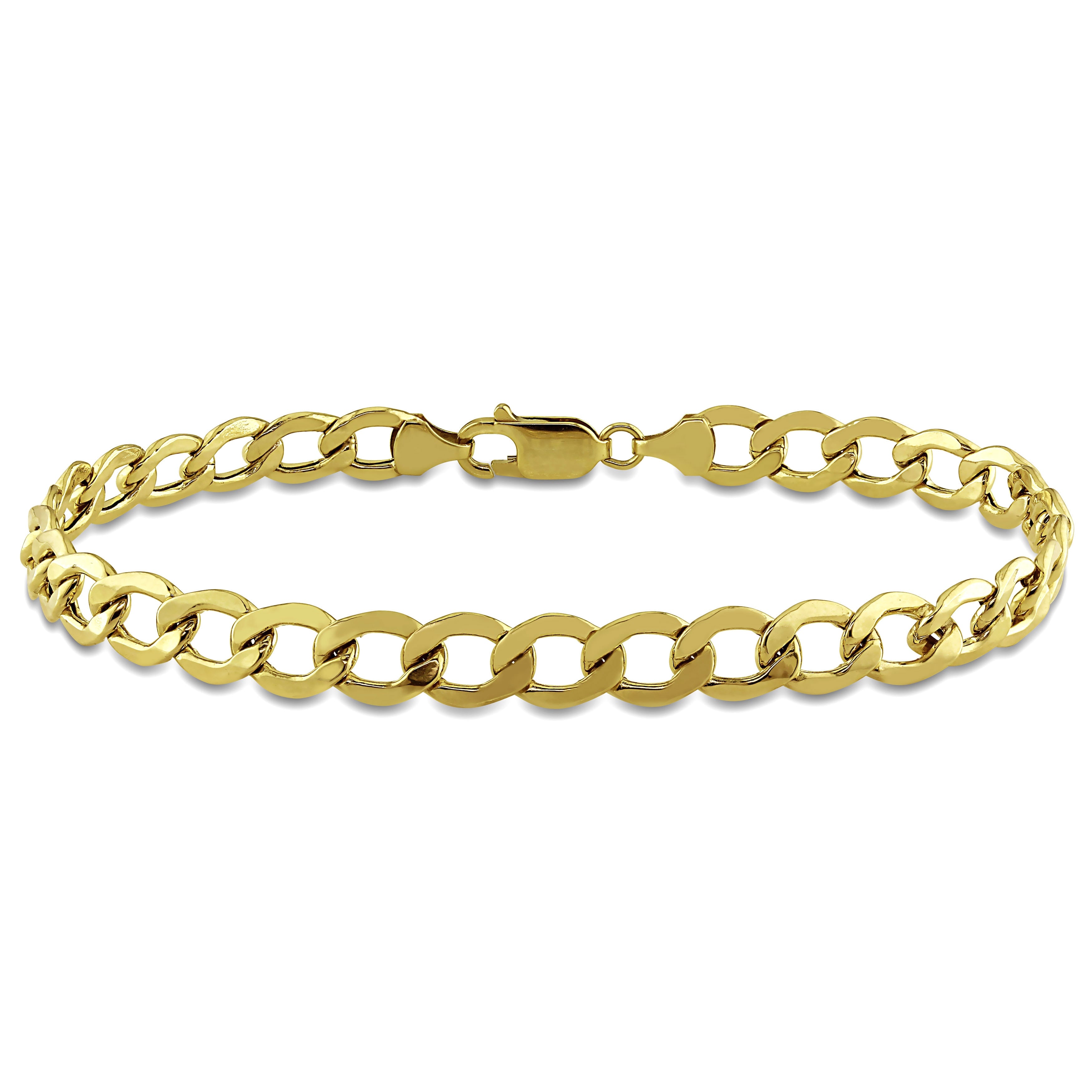 Miadora Mens Curb Chain Bracelet In 10K Yellow Gold