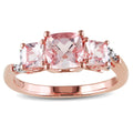 Miadora Sterling Silver Rose Plated Morganite And Diamond Accent 3 Stone Engagement Ring G H I1 I2