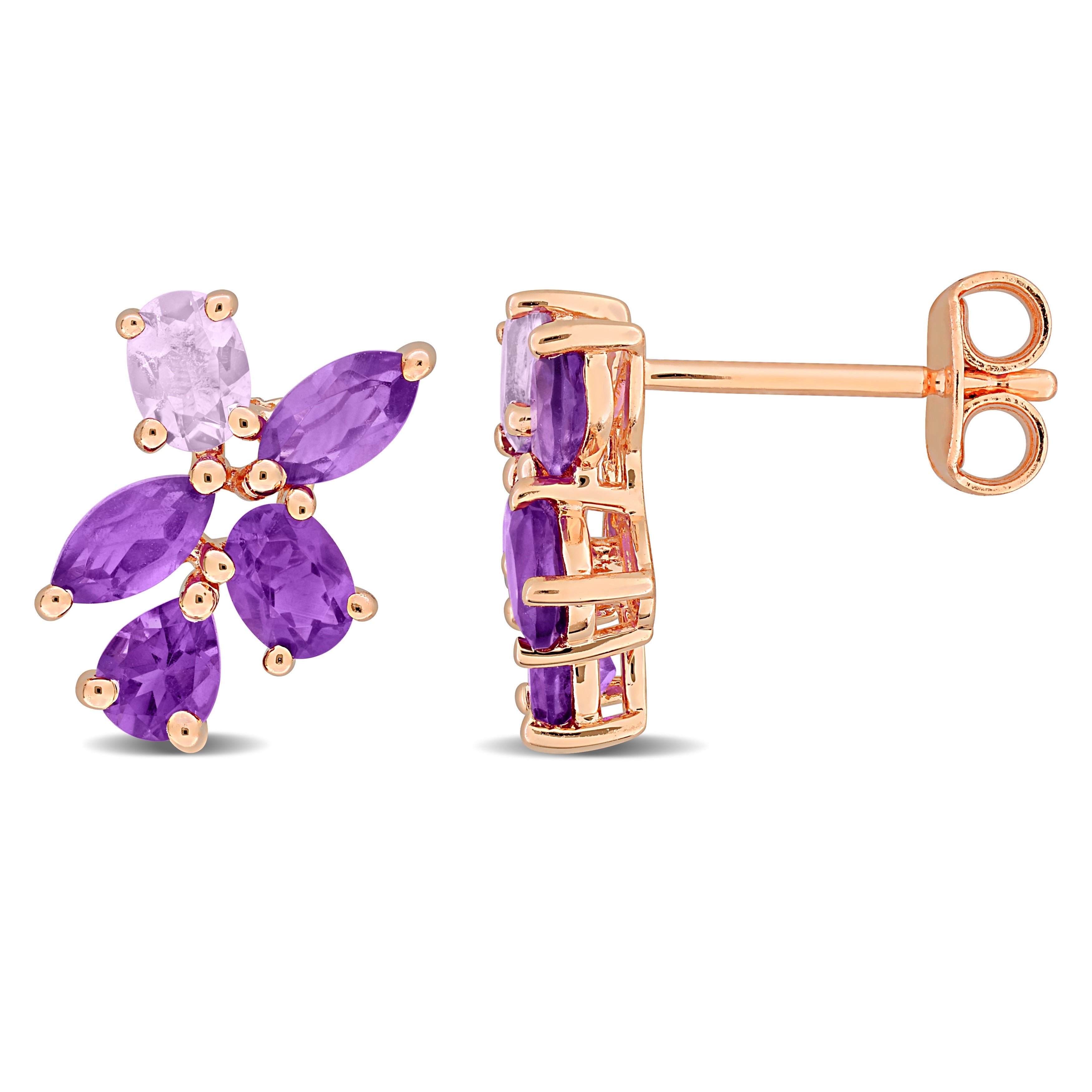 Miadora Multi Gem Cluster Drop Earrings Sterling Silver