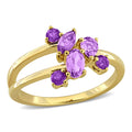 Miadora Multi Gem Cluster Split Shank Ring Sterling Silver