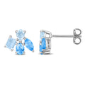 Miadora Multi Gem Cluster Stud Earrings Sterling Silver