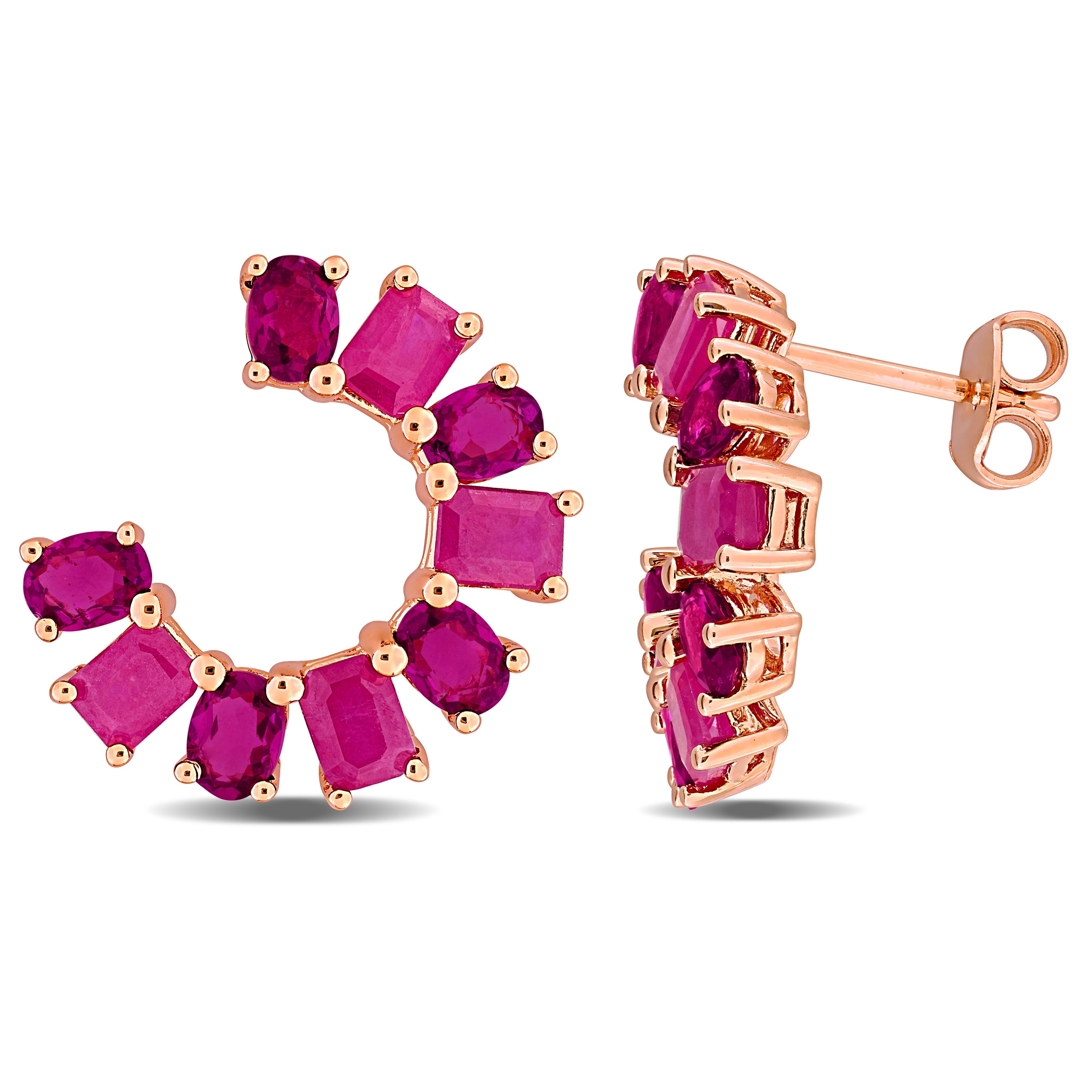 Miadora Multi Gem Curved Stud Earrings Sterling Silver