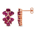 Miadora Multi Gem Double Floral Drop Earrings Sterling Silver
