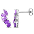 Miadora Multi Gem Five Stone Drop Earrings Sterling Silver