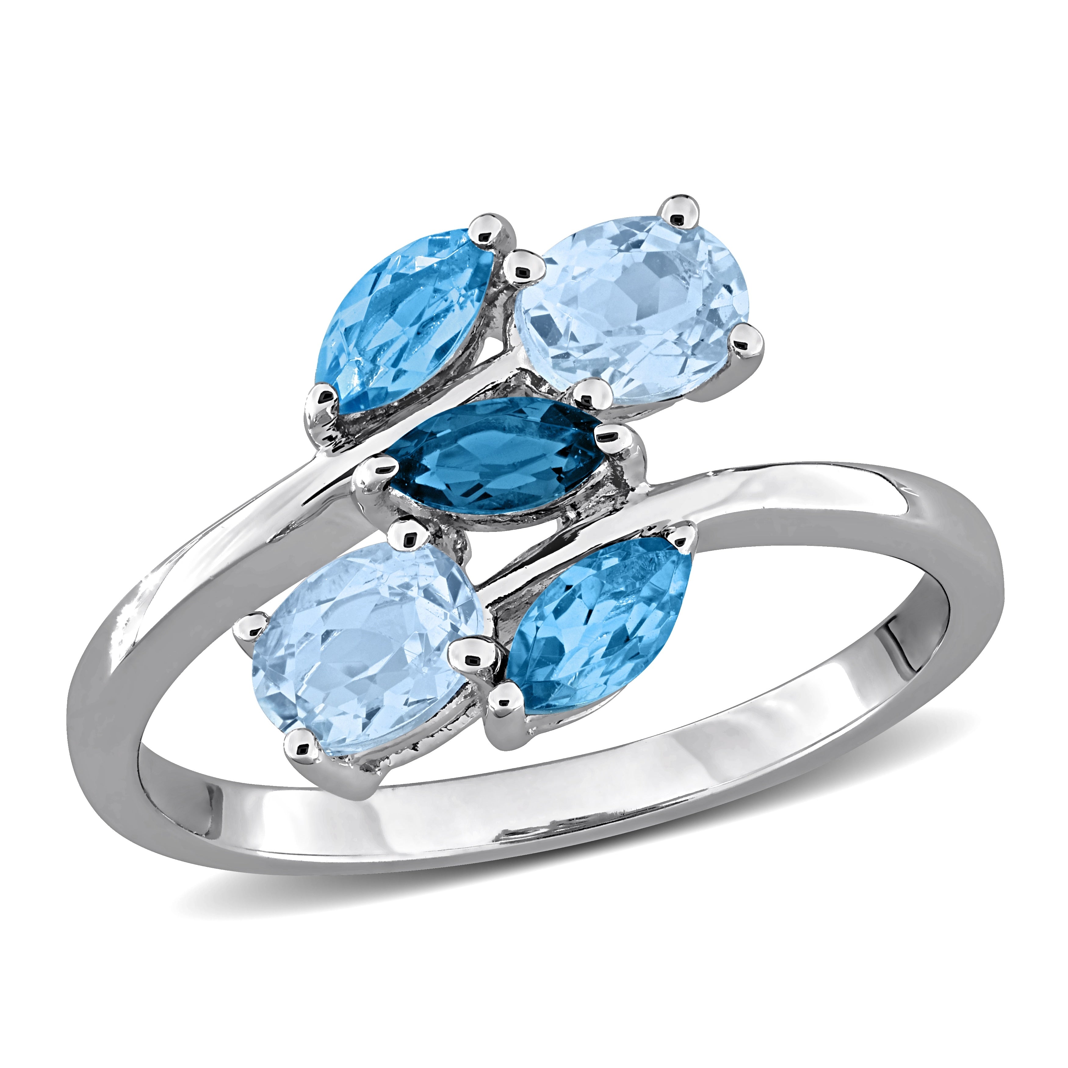 Miadora Multi Gem Five Stone Ring Sterling Silver