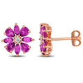 Miadora Multi Gem Flower Stud Earrings Sterling Silver