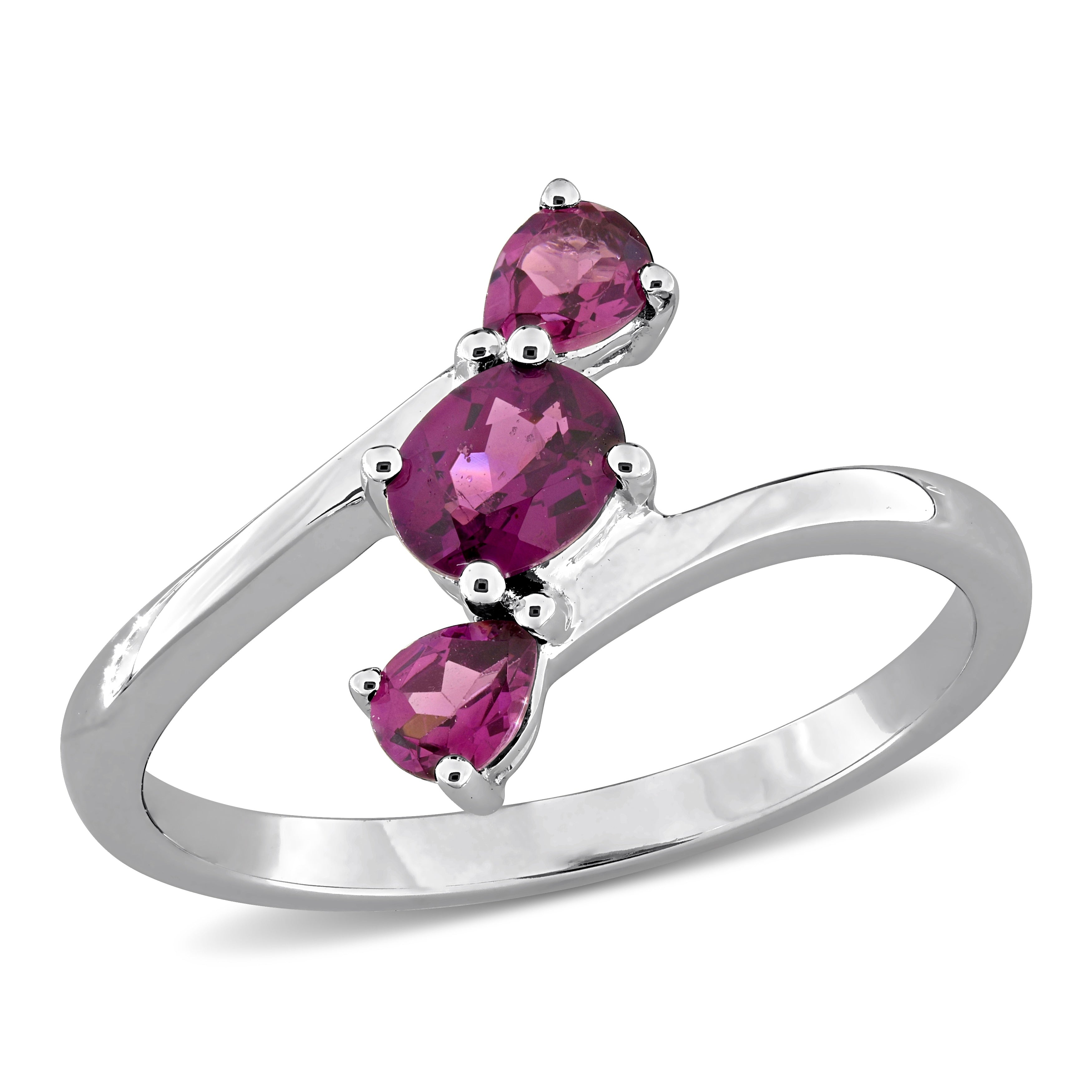 Miadora Multi Gem Three Stone Bypass Ring Sterling Silver