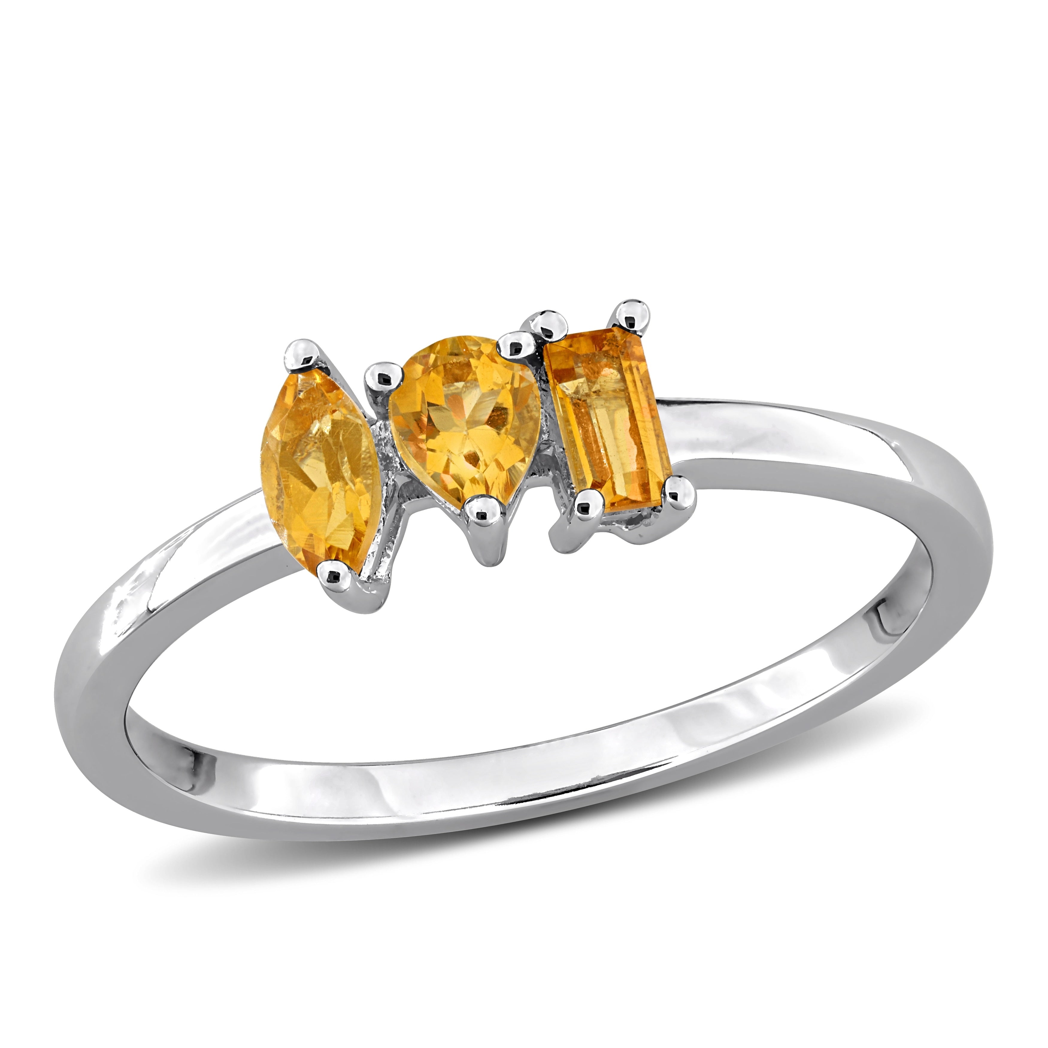 Miadora Multi Gem Three Stone Ring Sterling Silver