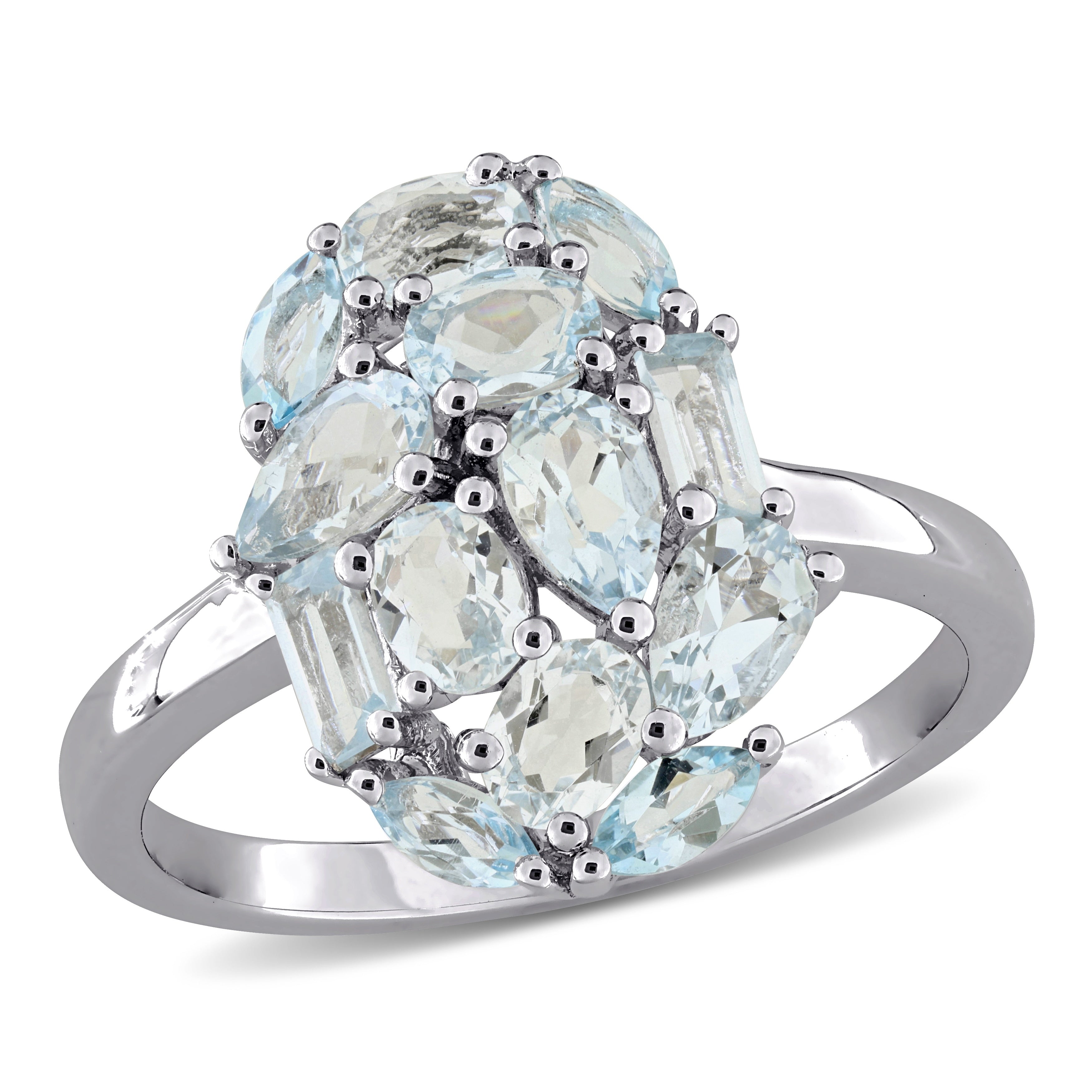 Miadora Multi Shape Gemstone Cluster Ring Sterling Silver