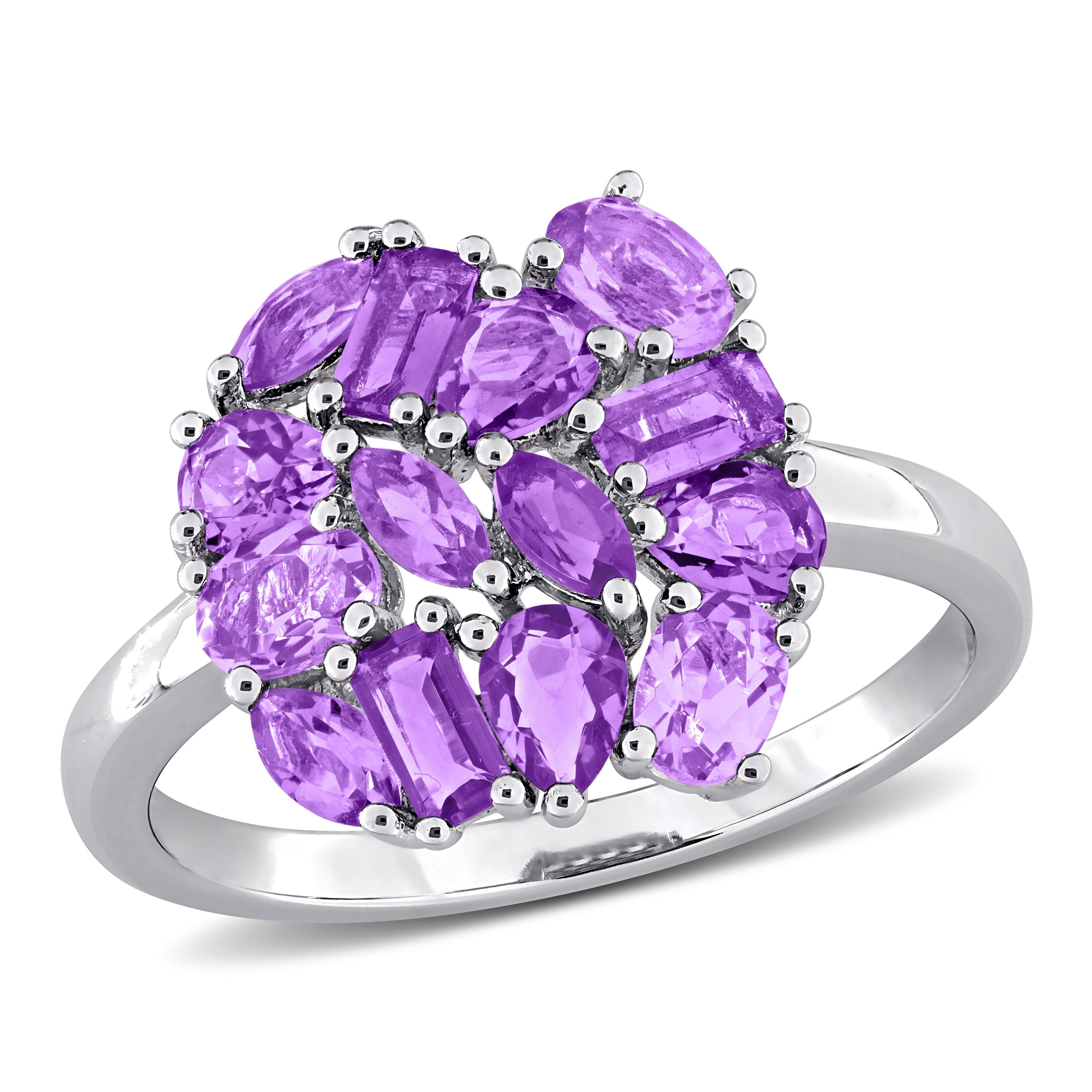Miadora Multi Shape Gemstone Cluster Ring Sterling Silver