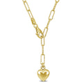 Miadora Paperclip Heart Lariat Necklace Yellow Silver