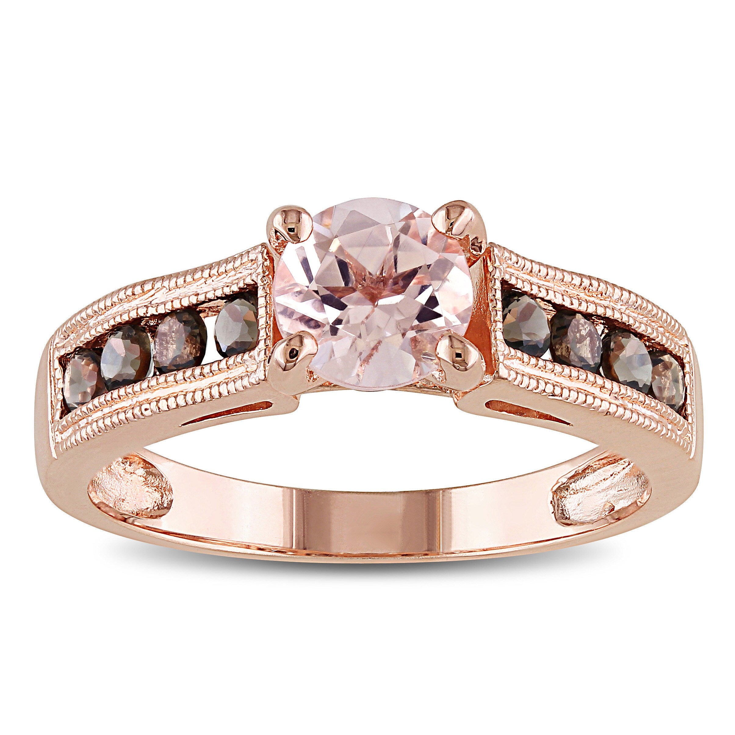 Miadora 1 1 4Ct Morganite And Smokey Quartz Ring In Rose Silver
