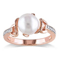 Miadora Rose Gold Plated Sterling Silver Cultured Freshwater Pearl And Diamond Solitaire Twist State