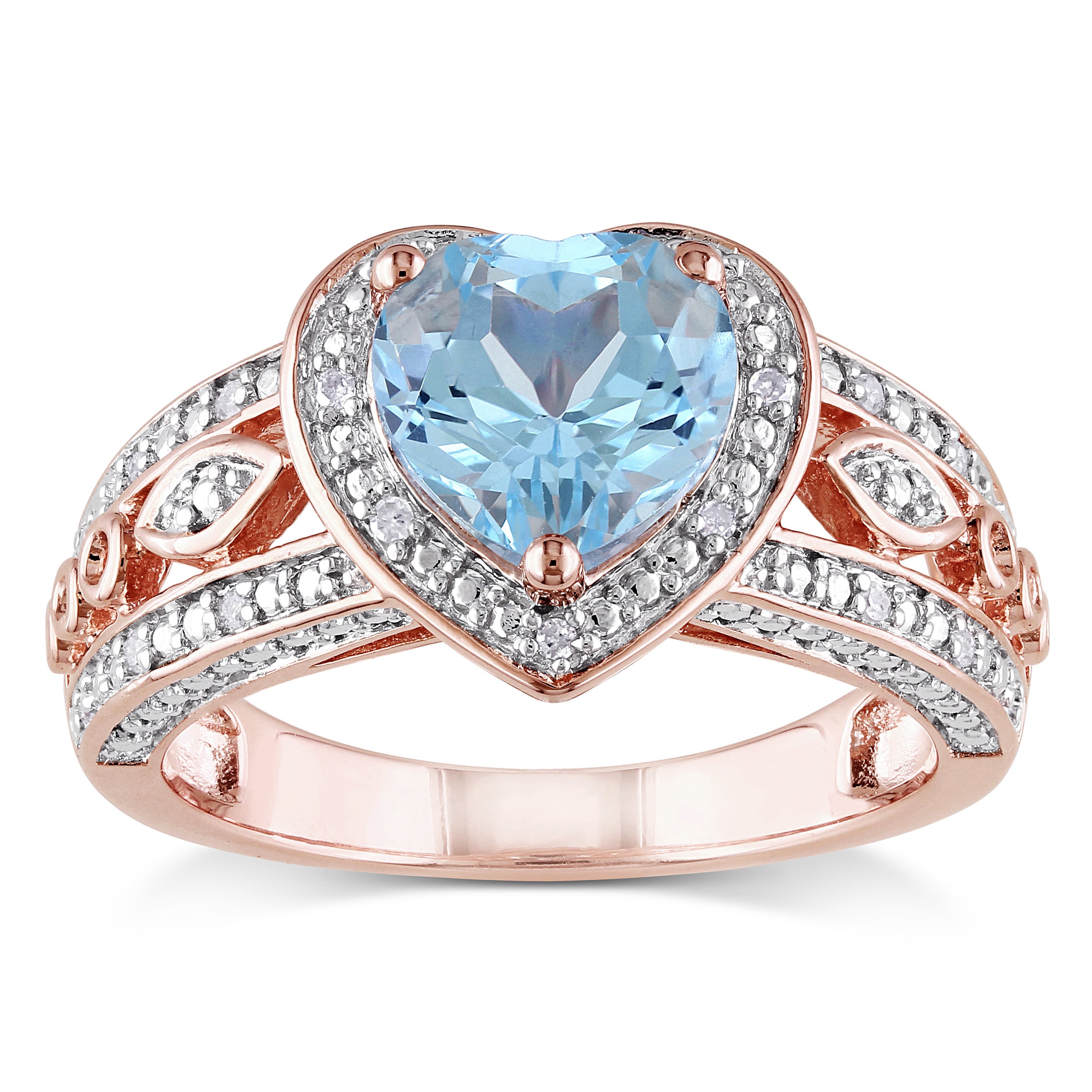 Miadora Rose Goldplated Silver Blue Topaz And 1 10Ct Tdw Diamond Ring H I I2 I3