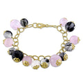 Miadora Rose Plated Silver Rose And Black Rutilated Quartz Bracelet