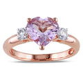 Miadora Rose Plated Silver Rose De France And Created White Sapphire Heart Ring