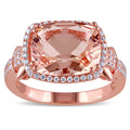 Miadora Rose Plated Silver Imitation Morganite And Cubic Zirconia Cocktail Ring Pink