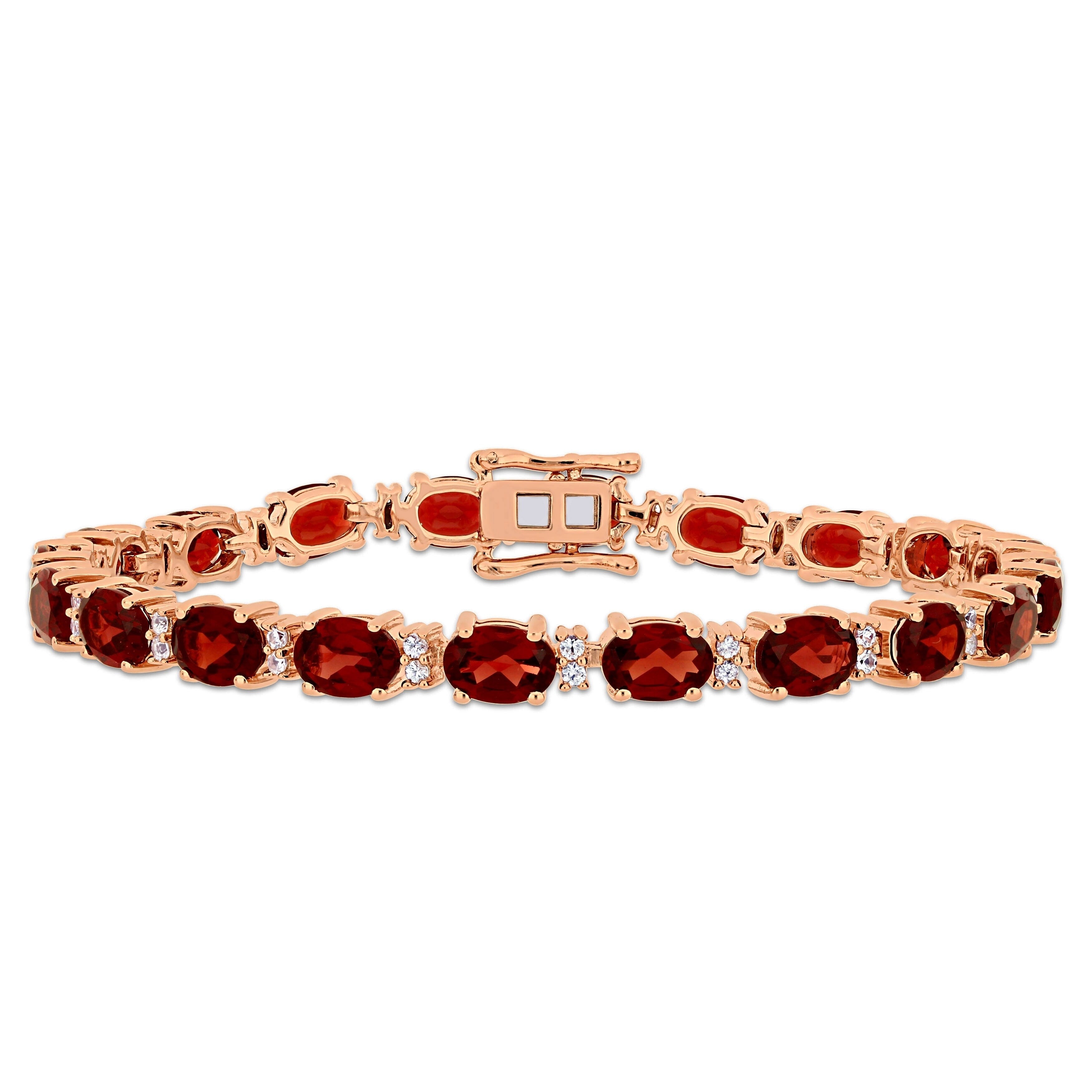 Miadora Rose Plated Sterling Silver 19 5 8Ct Tgw Garnet White Sapphire Tennis Bracelet