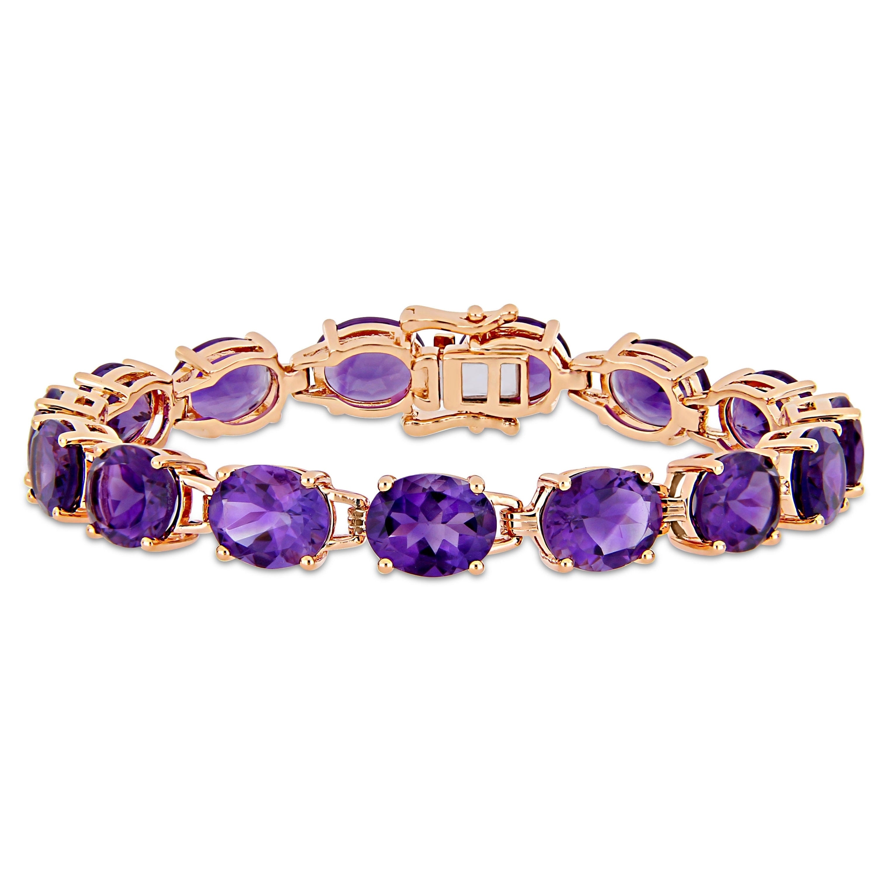 Miadora Rose Plated Sterling Silver 36Ct Tgw African Amethyst Bracelet
