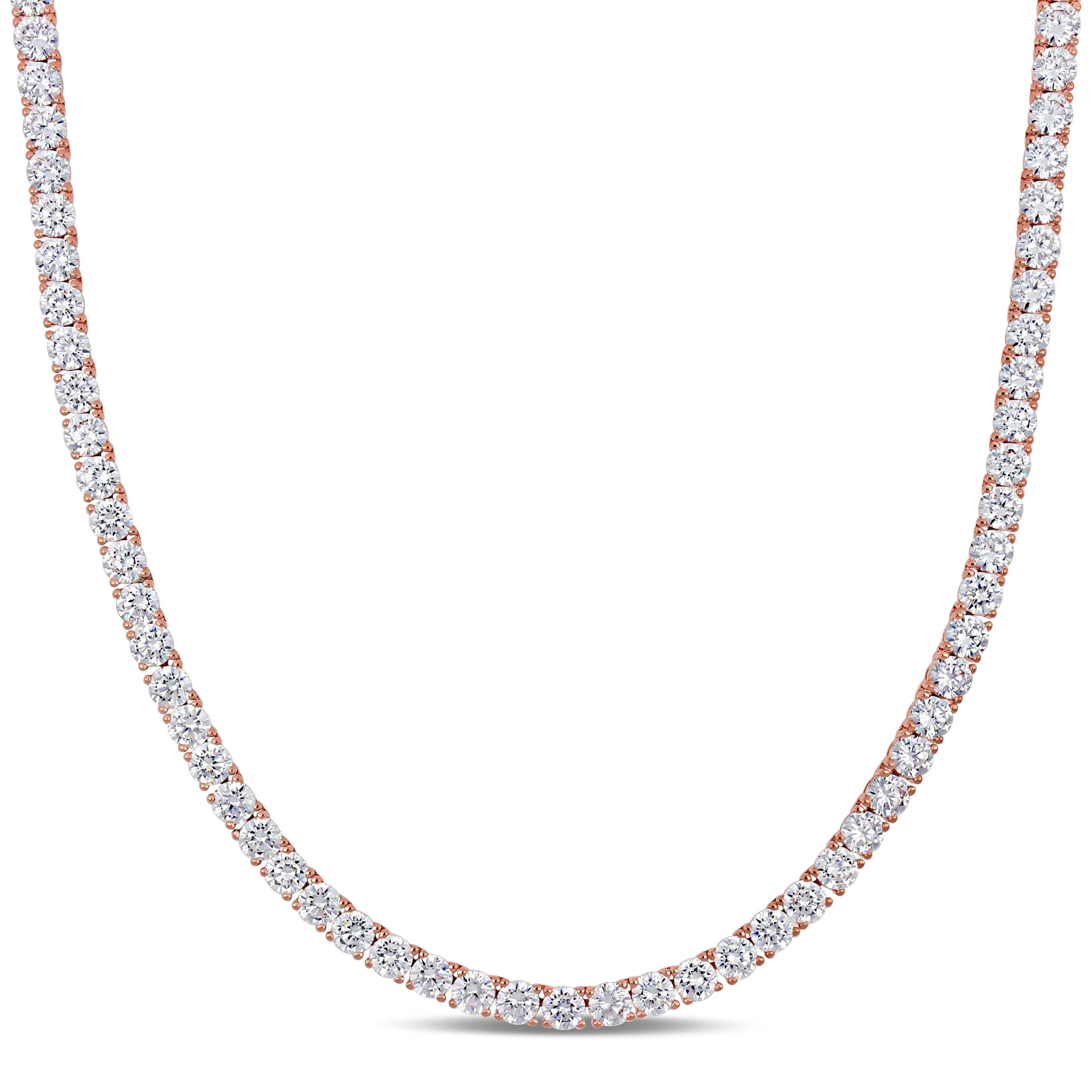 Miadora Rose Plated Sterling Silver 46 1 3Ct Tgw Cubic Zirconia Tennis Necklace