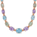 Miadora Rose Plated Sterling Silver 69Ct Tgw Multi Stone Link Necklace