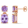 Miadora Rose Plated Sterling Silver 8Ct Tgw Amethyst Dangle Earrings