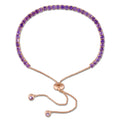 Miadora Rose Plated Sterling Silver Amethyst Tassel Adjustable Slider Bracelet Purple